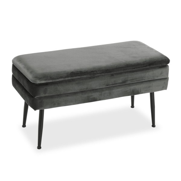 OPENABLE BENCH WITH DARK GRAY VELVET COMPARTMENT