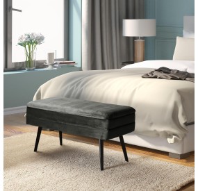 OPENABLE BENCH WITH DARK GRAY VELVET COMPARTMENT