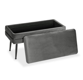 OPENABLE BENCH WITH DARK GRAY VELVET COMPARTMENT