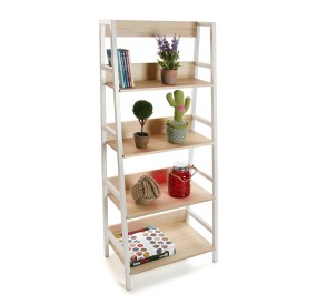 METAL AND WOOD BOOKSHELF 4 SHELVES 65x40cm H154 VERSA