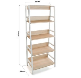 METAL AND WOOD BOOKSHELF 4 SHELVES 65x40cm H154 VERSA