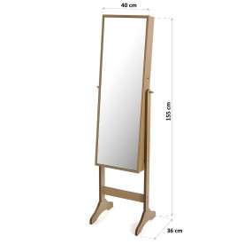 WOODEN EARRING JEWELRY HOLDER MIRROR H155cm