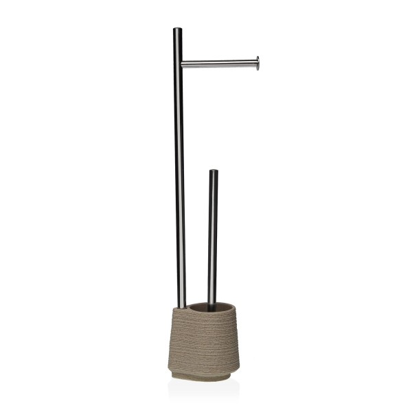 BEIGE STONE EFFECT TOILET PAPER HOLDER H62cm