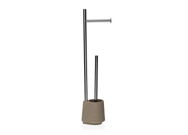 BEIGE STONE EFFECT TOILET PAPER HOLDER H62cm