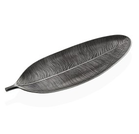 40cm WOODEN SILVER LEAF PLATE CENTERPIECE TRAY