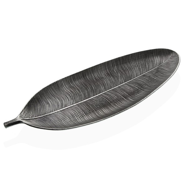 OVAL PLATE CENTERPIECE SILVER LEAF MDF WOOD 40cm