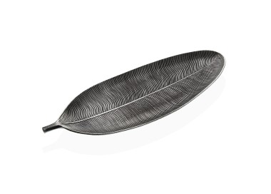 OVAL PLATE CENTERPIECE SILVER LEAF MDF WOOD 40cm