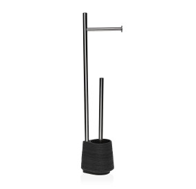 BLACK STONE EFFECT TOILET PAPER HOLDER H62cm