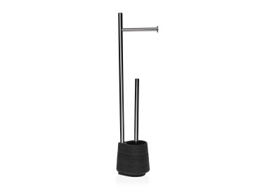 BLACK STONE EFFECT TOILET PAPER HOLDER H62cm