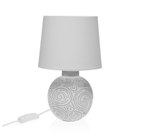 WHITE CERAMIC AND FABRIC TABLE LAMP VERSA 18x30cm