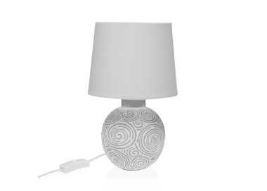 WHITE CERAMIC AND FABRIC TABLE LAMP VERSA 18x30cm