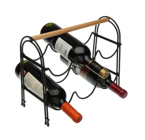 BLACK METAL WINE BOTTLE RACK 6 BOTTLES