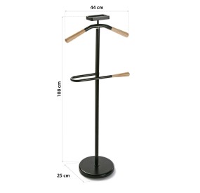 OMINO CLOTH HANGER BLACK METAL CLOTH HANGER WITH WOODEN HANDLES