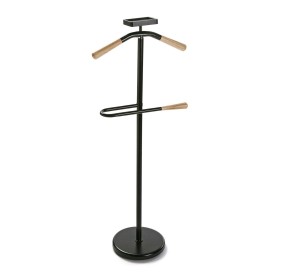 OMINO CLOTH HANGER BLACK METAL CLOTH HANGER WITH WOODEN HANDLES