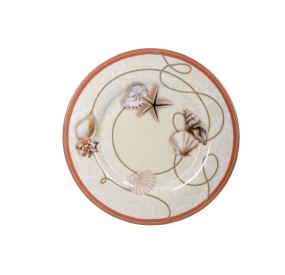 SET TABLE PLATES 18PCS SEA CORALINE SHELLS BRANDANI PORCELAIN