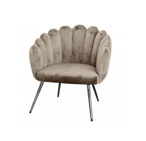 CONCHIGLIA ARMCHAIR CHAIR IN TAUPE COLOR VELVET WITH METAL LEGS