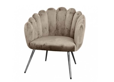 CONCHIGLIA ARMCHAIR CHAIR IN TAUPE COLOR VELVET WITH METAL LEGS