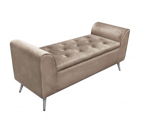 OPENING SOFA BENCH IN TAUPE COLOR VELVET WITH METAL LEGS