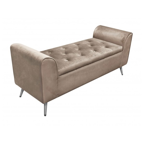 OPENING SOFA BENCH IN TAUPE COLOR VELVET WITH METAL LEGS