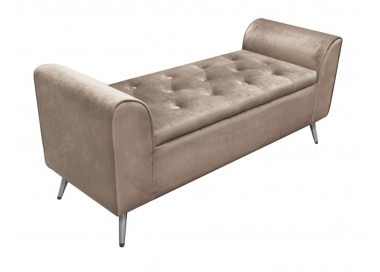 OPENING SOFA BENCH IN TAUPE COLOR VELVET WITH METAL LEGS