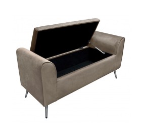 OPENING SOFA BENCH IN TAUPE COLOR VELVET WITH METAL LEGS