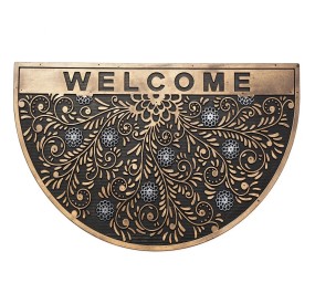 HALF MOON BLACK AND GOLD RUBBER DOORMAT 75x45cm