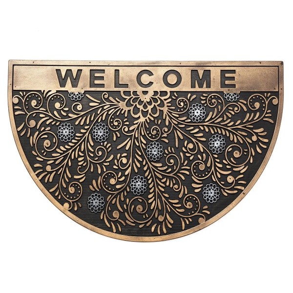 HALF MOON BLACK AND GOLD RUBBER DOORMAT 75x45cm