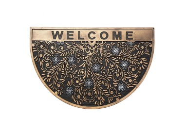 HALF MOON BLACK AND GOLD RUBBER DOORMAT 75x45cm