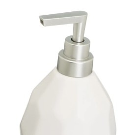 SET 3PZ DISPENSER BAGNO IN CERAMICA BIANCA - ARGENTO