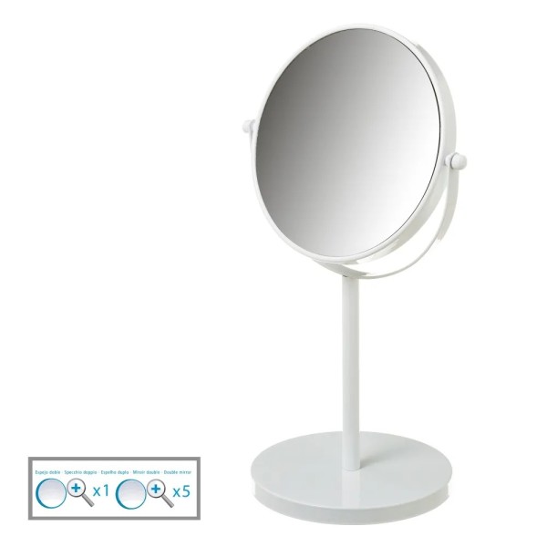 DOUBLE MIRROR 5 MAGNIFICATIONS WHITE 17x17x35cm