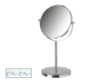 DOUBLE MIRROR 5 MAGNIFICATIONS SILVER 17x17x35cm