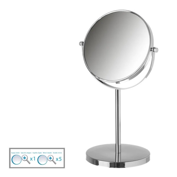 DOUBLE MIRROR 5 MAGNIFICATIONS SILVER 17x17x35cm