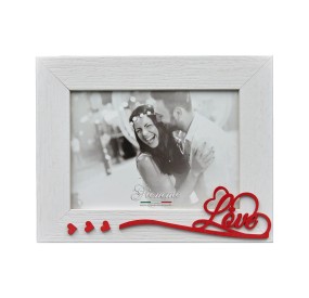 CORNICE PORTA FOTO LOVE LEGNO BIANCO GIEMME 13x18CM