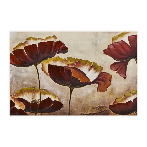 PAINTING PHOTOSPRESSED ON CANVAS PAINTING EFFECT 3 RED FLOWERS 120x80cm