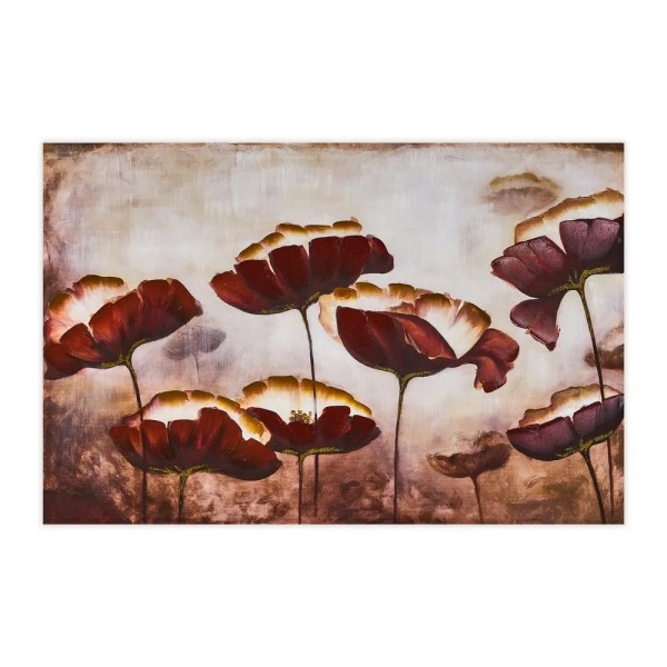 PAINTING PHOTOSPRESSED ON CANVAS PAINTING EFFECT 5 RED FLOWERS 120x80cm