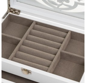 JEWELRY BOX IN WHITE MDF WOOD AND CRYSTAL 23x14x12cm