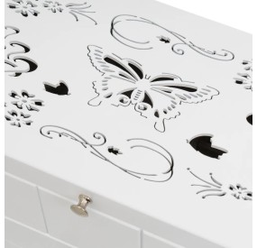 JEWELRY BOX IN WHITE MDF WOOD BUTTERFLY 26x15x16cm