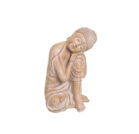 STATUINA FIGURA BUDDHA IN RESINA EFFETTO LEGNO 23cm