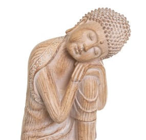 BUDDHA FIGURE IN WOOD EFFECT RESIN 23cm