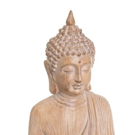 BUDDHA FIGURE IN WOOD EFFECT RESIN 43cm