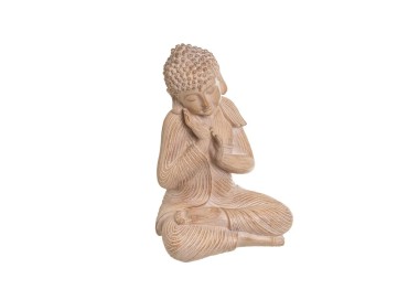 STATUINA FIGURA BUDDHA IN RESINA EFFETTO LEGNO 36cm