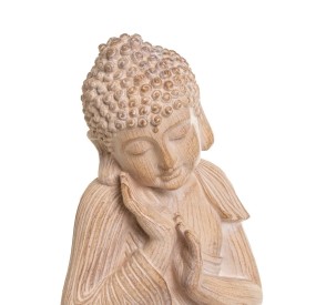 STATUINA FIGURA BUDDHA IN RESINA EFFETTO LEGNO 36cm