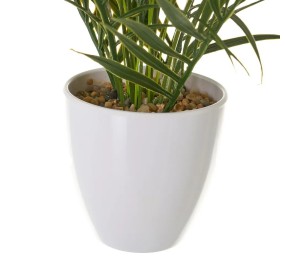 ARTIFICIAL PALM PLANT WITH WHITE PLASTIC GLASS H42cm