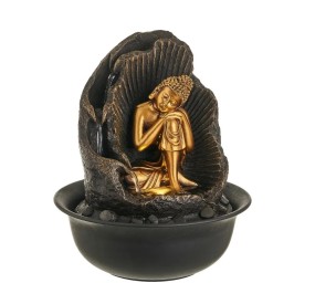 GOLD BUDDHA FOUNTAIN WITH LED LIGHT 30cm