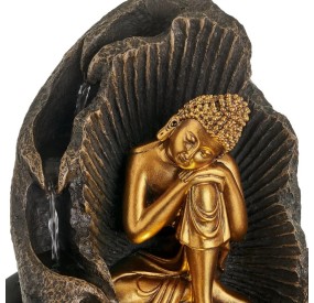 GOLD BUDDHA FOUNTAIN WITH LED LIGHT 30cm