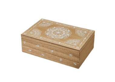 BOX 6 MDF WOOD COMPARTMENTS WITH SHINING GEMS 24x16cm