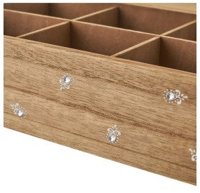 SCATOLA 6 COMPARTIMENTI LEGNO MDF CON GEMME BRILLANTI 24x16cm