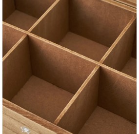 BOX 6 MDF WOOD COMPARTMENTS WITH SHINING GEMS 24x16cm