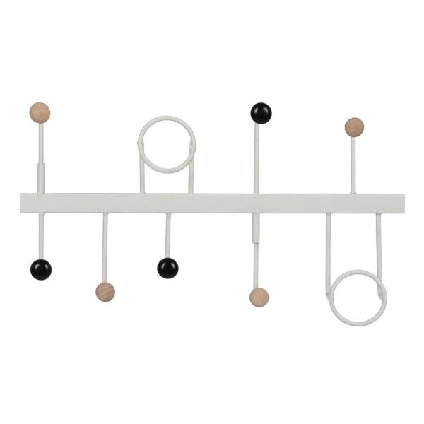 WHITE METAL WALL COAT RACK 9 HOOKS