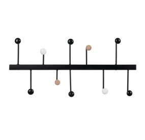 BLACK METAL WALL COAT RACK 9 HOOKS